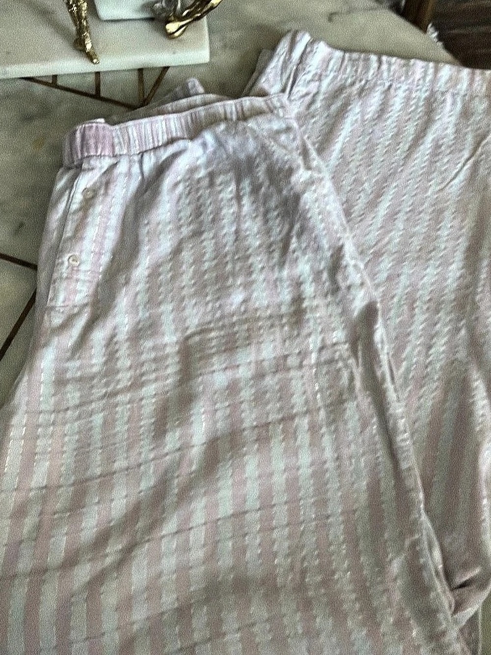 Victoria's Secret Striped Lounge Pants in Pink & White Size Large